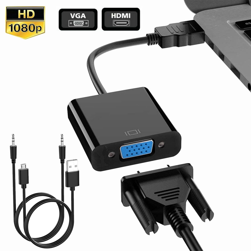 Mini HDMI to VGA with 3.5mm Audio Adapter Cable Converter Male to Female 