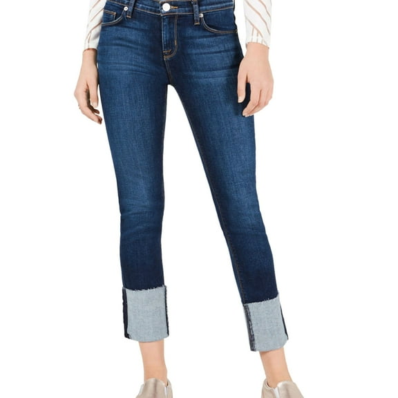 Hudson Womens Tally Deep Cuff Cropped Jeans, Blue, 26