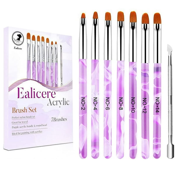 Ealicere 7 Pcs Pack 14cm Nail Art Brush Set Nail Tips Acrylic Uv Gel False Nails Painting Pen Diy Nails Design Walmart Com