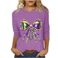 thumbnail image 2 of Gamivast Mardi Gras Shirts for Women Funny Graphic 3/4 Sleeve Crew Neck Pullover Casual Loose Tunic Cute Holiday Blouses Carnival Party Outfits, 2 of 6