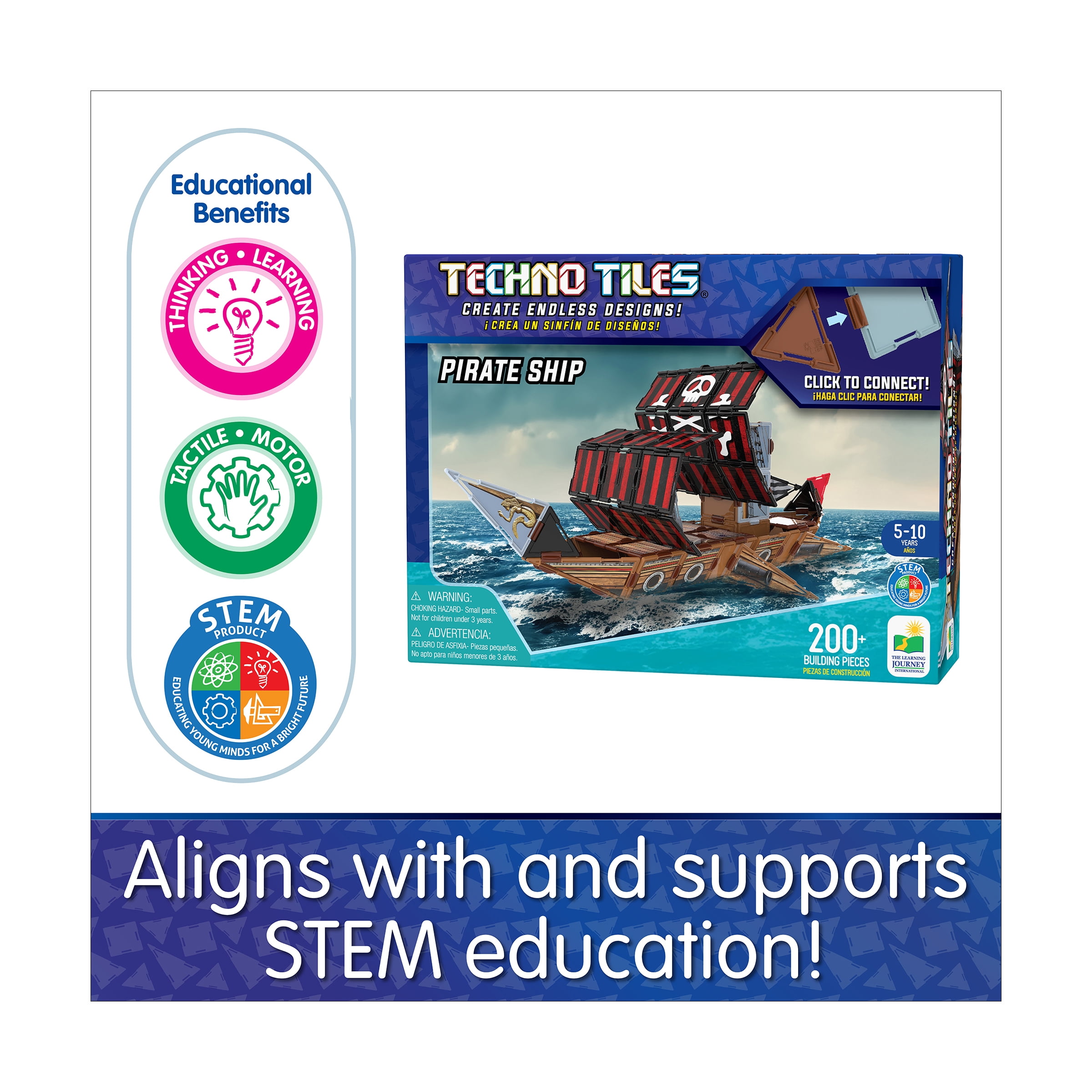 The Learning Journey Techno Tiles - Pirate Ship: 200+ Pcs