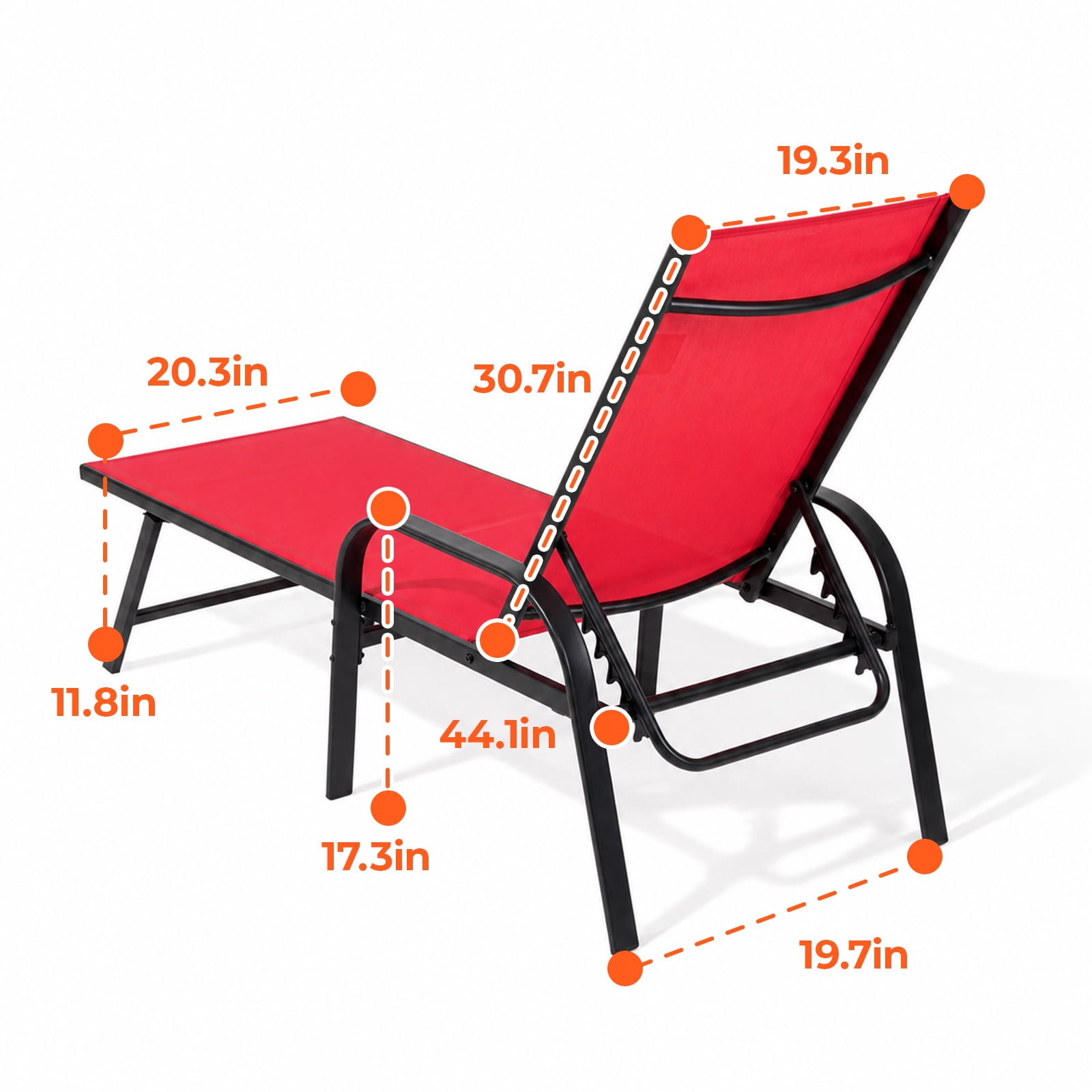 Alvantor Folding Chaise Lounge Chair, Patio Sun Tanning Chair with 4-Position Reclining Back, Outdoor Patio for Beach, Poolside, Yard