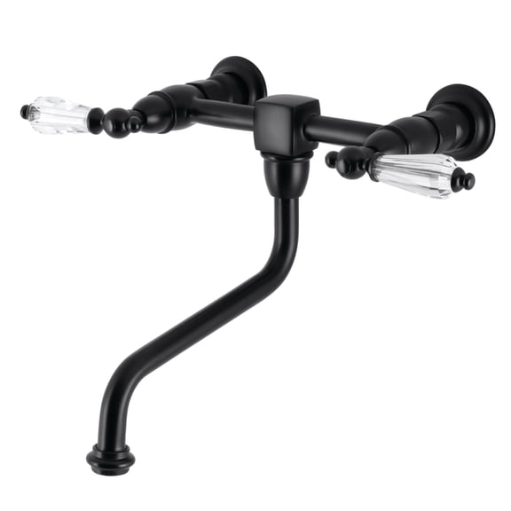 Kingston Brass KS1210WLL Wilshire Double-Handle Wall Mount Bathroom Faucet, Matte Black