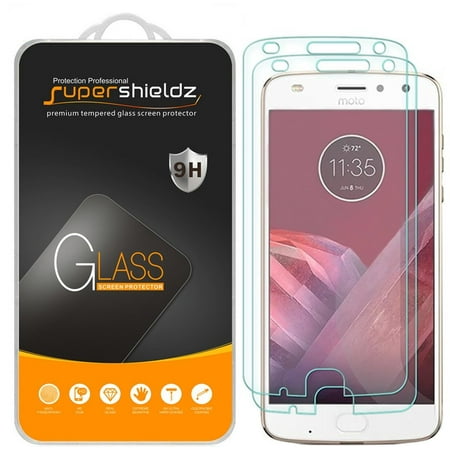 [2-Pack] Supershieldz for Motorola Moto Z2 Play Tempered Glass Screen Protector, Anti-Scratch, Anti-Fingerprint, Bubble Free