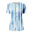 thumbnail image 4 of USSUMA Summer Tops for Women Trendy V Neck Short Sleeve Dressy Shirts Blouses Cute Basic Button Up Women's Tops Summer 2022 Striped Color Block Casual Tshirts Tunic Plus, 4 of 4