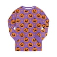 thumbnail image 4 of Gubotare Girls Halloween Pajamas Boys Pajama Set 2 Piece Pjs Set Sleepwear Long Sleeve Top with Bottom 5T 6T (Purple,5-6 Years), 4 of 9