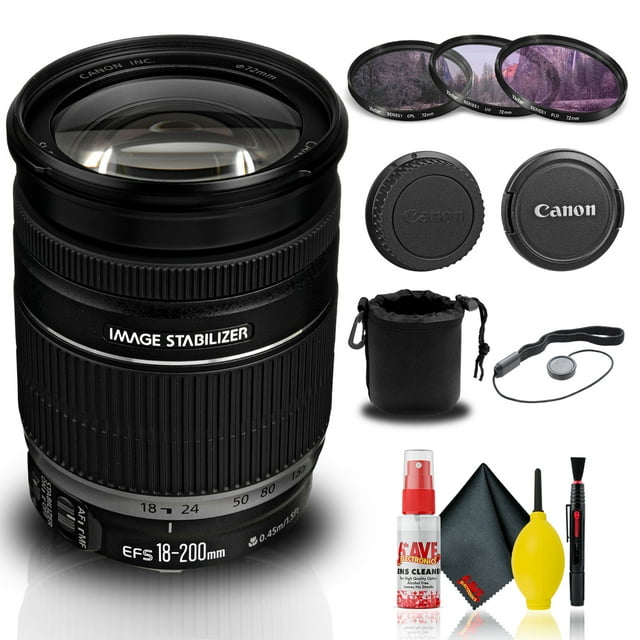 Canon EF-S 18-200mm f/3.5-5.6 IS Objectif (2752B002) + Filtre + Pochette pour Objectif + Plus