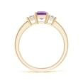 thumbnail image 2 of ANGARA Natural Amethyst and Diamond Three Stone Ring in 14K Yellow Gold for Women (Size-7x5mm) | February Birthstone, Birthday, Anniversary, Jewelry Gift for Women | Natural Amethyst Ring, 2 of 8