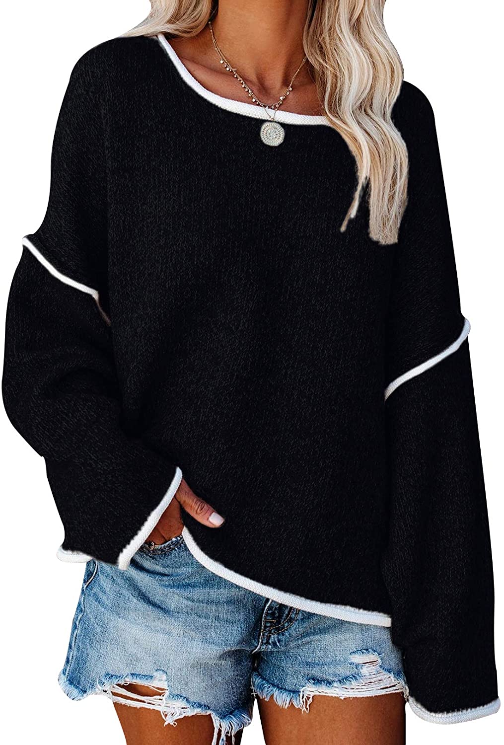 Womens Casual Oversized Sweaters Loose 
