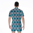 thumbnail image 2 of Turquoise Aztec Geometric Pattern Short Sleeve Men'S Rompers Casual Summer Jumpsuits Outfit, 2 of 4