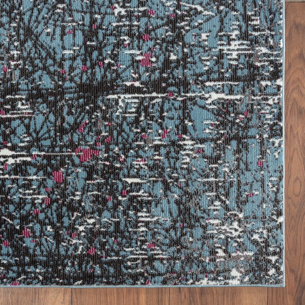 Ox Bay Pulse 7'6" x 9'6" Blue/Black Abstract Performance Indoor Area Rug