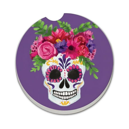 

Thirstystone Skull Flowers Single Coaster for Vehicle Cup Holder