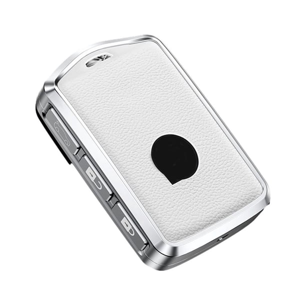 Riwesomey Funda de cuero para llave de 3 botones de coche, funda protectora desmontable para llaves de vehículo, accesorios de modificación de Automoción decorativa y accesorios Blanco Caso