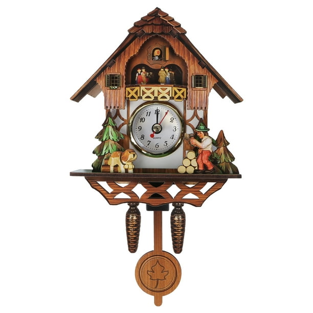 Clock Wall Cuckoo Wood Decorative Swinging Vintage Pendulum Hanging