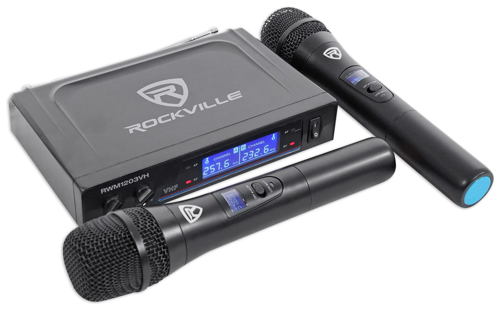 Rockville RWM1203VH VHF Wireless Dual HandHeld Microphone System/Digital Display