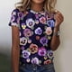 thumbnail image 1 of Fiudx Ofertas Relámpago Camiseta de Manga Corta con Cuello Redondo y Estampado de Flores y Plantas Informal de Moda para Mujer, 1 of 3
