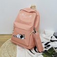 thumbnail image 1 of Bolsa 5 unids/set lindo gato de lona mochila de viaje de mano de hombro (rosa) JShteea Para Estrenar, 1 of 8