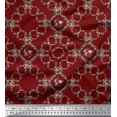 thumbnail image 1 of Soimoi Red Rayon Fabric Floral Wreath Geometric Print Fabric by the Yard 42 Inch Wide, 1 of 5