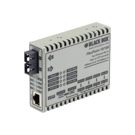 UPC: 0822088108740 | Black Box FlexPoint Modular Media Converter – Fiber media converter – 100Mb LAN – 10Base-T  100Base-FX  100Base-TX – SC multi-mode / RJ-45 – up to 1.2 miles – 1300 nm – for P/N: LMC200A-DC  LMC205