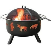 Angle View: Landmann 28347 Big Sky 29.25" Round Black Wildlife Fire Pit With Cooking Grate