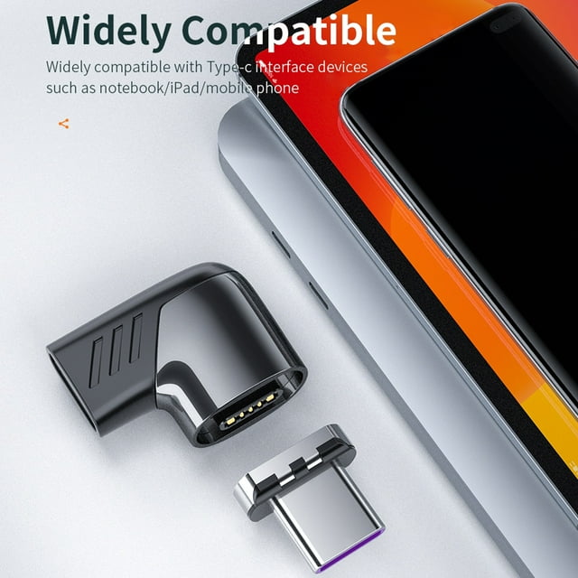 NARABB Magnetic USB C Adapter Right Angle Connector Support PD 100W Quick Charge USB C Mobile Laptops Tablets