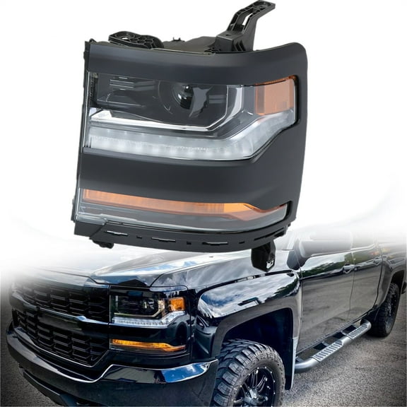 OTTULUR Left For Chevy Silverado 1500 2016-2018 Headlight HID/Xenon w/ DRL Black Housing