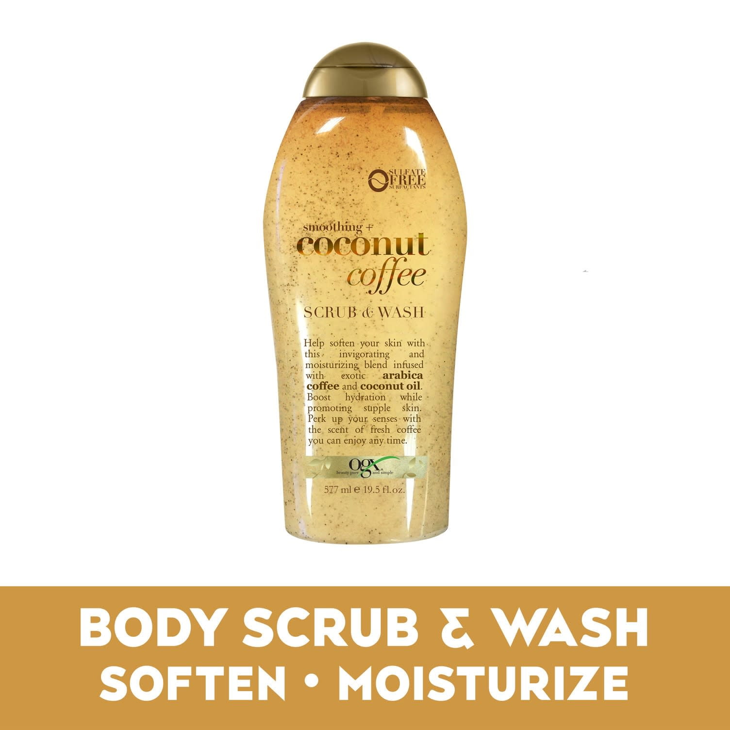 OGX Smoothing + Coconut Coffee Exfoliating Body Scrub, 19.5