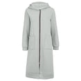 thumbnail image 5 of PNTUTB Fall Winter Women's Longline Coat Hooded Full Zip Outwear Soild Color Casual Loose Comfortable Trendy Coats with Pockets, 5 of 7