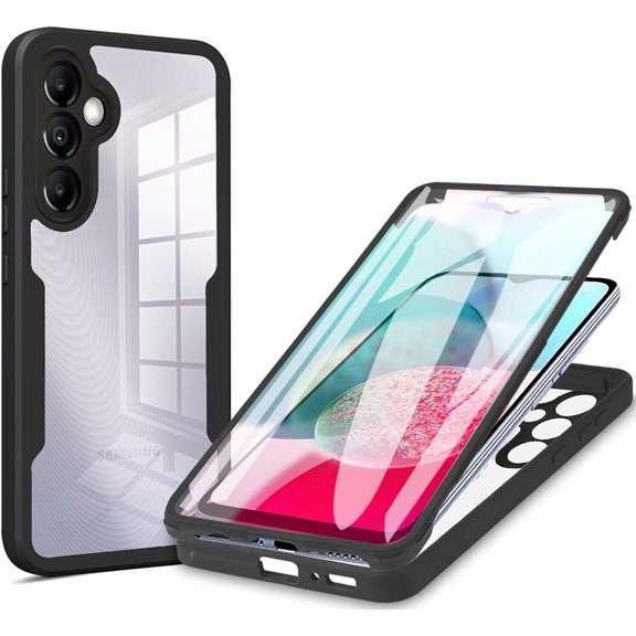 for Samsung Galaxy A34 5G Clear Case with Screen Protector, Slim Shockproof Soft TPU Bumper Full Body Protection Phone Cover Case for Samsung Galaxy A34 5G QC Black
