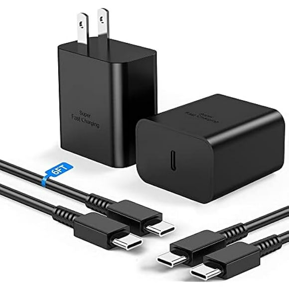 45W Samsung Super Fast Charger Type C, USB C Wall Charger for Samsung Galaxy S23 S22 Ultra/S22+/S22/Note 10/Note 10+/Note 20/S20/S21, 45 Watt USB C Charger with 6ft Type C Fast Charging Cable (2-Pack)