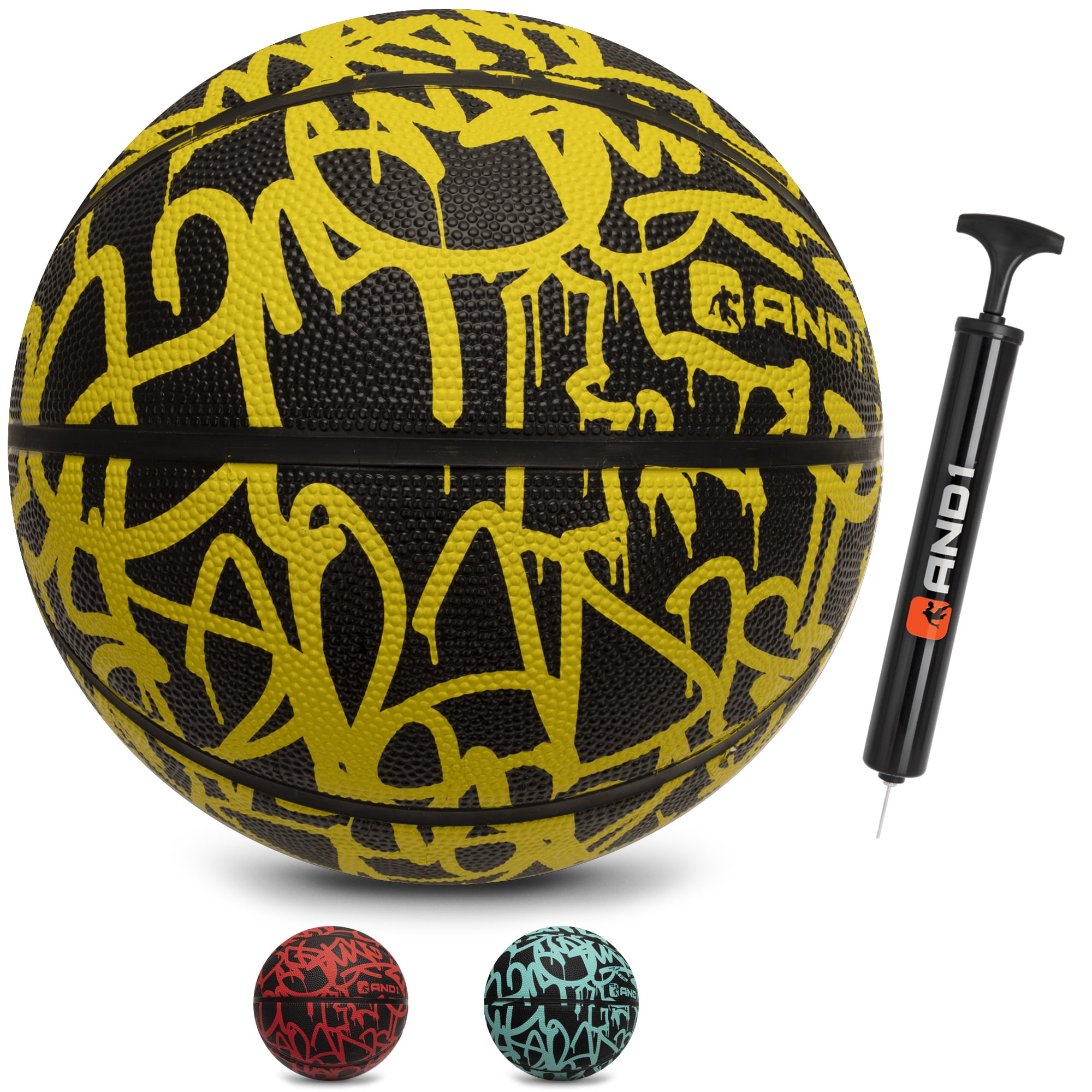 AND1 Graffiti Series Fantom Rubber Basketball & Pump, Official Size 7