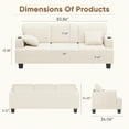 thumbnail image 2 of Furmax 84''W 3 Seat Sofa Couch Wide Armrest Modern Fabric Sofa with USB Charging Ports Corduroy Couch for Living Room,Beige, 2 of 7