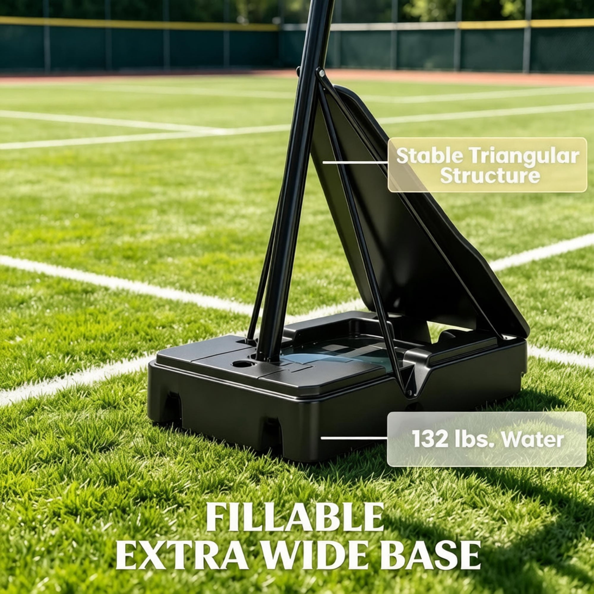 8-10FT Crank Adjustable Portable Basketball Hoop with Fillable Base Auto Ball Return System, Weatherproof Steel Frame PC Backboard with Rolling Wheels