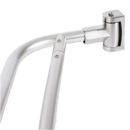 Double Curved Brushed Nickel Shower Curtain Rod Wall Mounted Adjustable 44 to 70 inches
