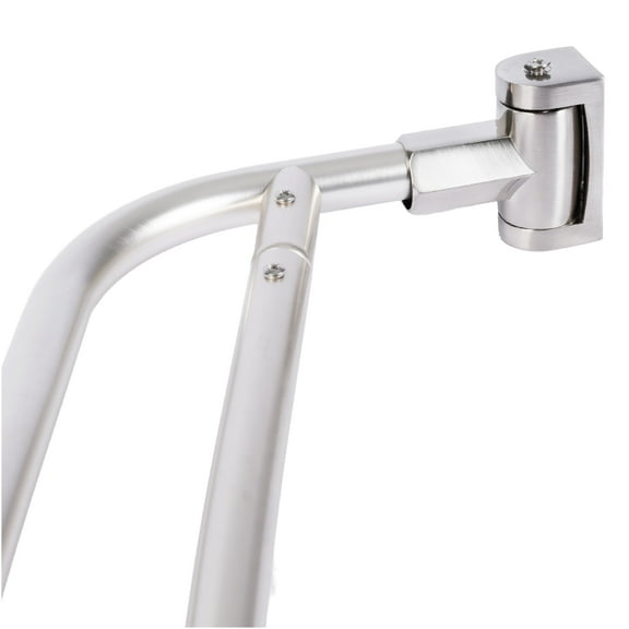 Double Curved Brushed Nickel Shower Curtain Rod Wall Mounted Adjustable 44 to 70 inches