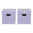 thumbnail image 4 of Household Essentials Storage Bins with Lids and Chromed Grommet Handles, Set of 2, Light Purple Textured Linen Look, Fits Standard Cube Shelves, 4 of 5