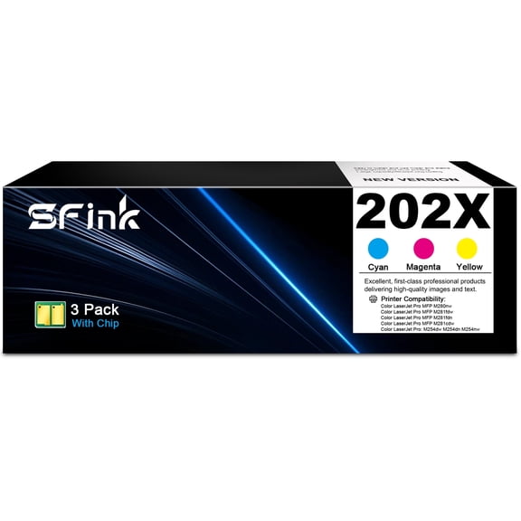 202X Toner Cartridge 3-Pack Compatible for HP202X 202A Toner Cartridge for Laserjet Pro MFP M281fdw M281cdw M254dw M254nw M281fdn M280nw M254dn Printer Ink (Cyan/Yellow/Magenta)