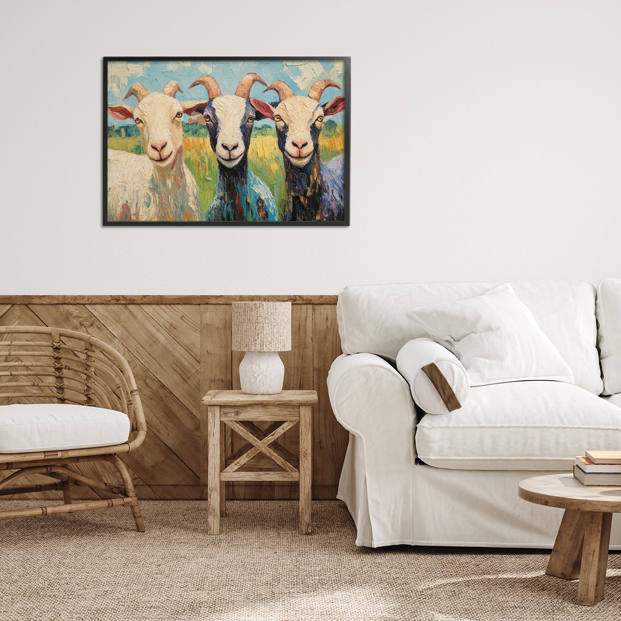 Stupell Industries Billy Goats in Bright Pasture Black Framed Giclee Art, design by Petal Prints Design