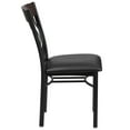 thumbnail image 6 of Flash Furniture 2 Pack Eclipse Series Vertical Back Black Metal and Walnut Wood Restaurant Chair with Black Vinyl Seat, 6 of 8