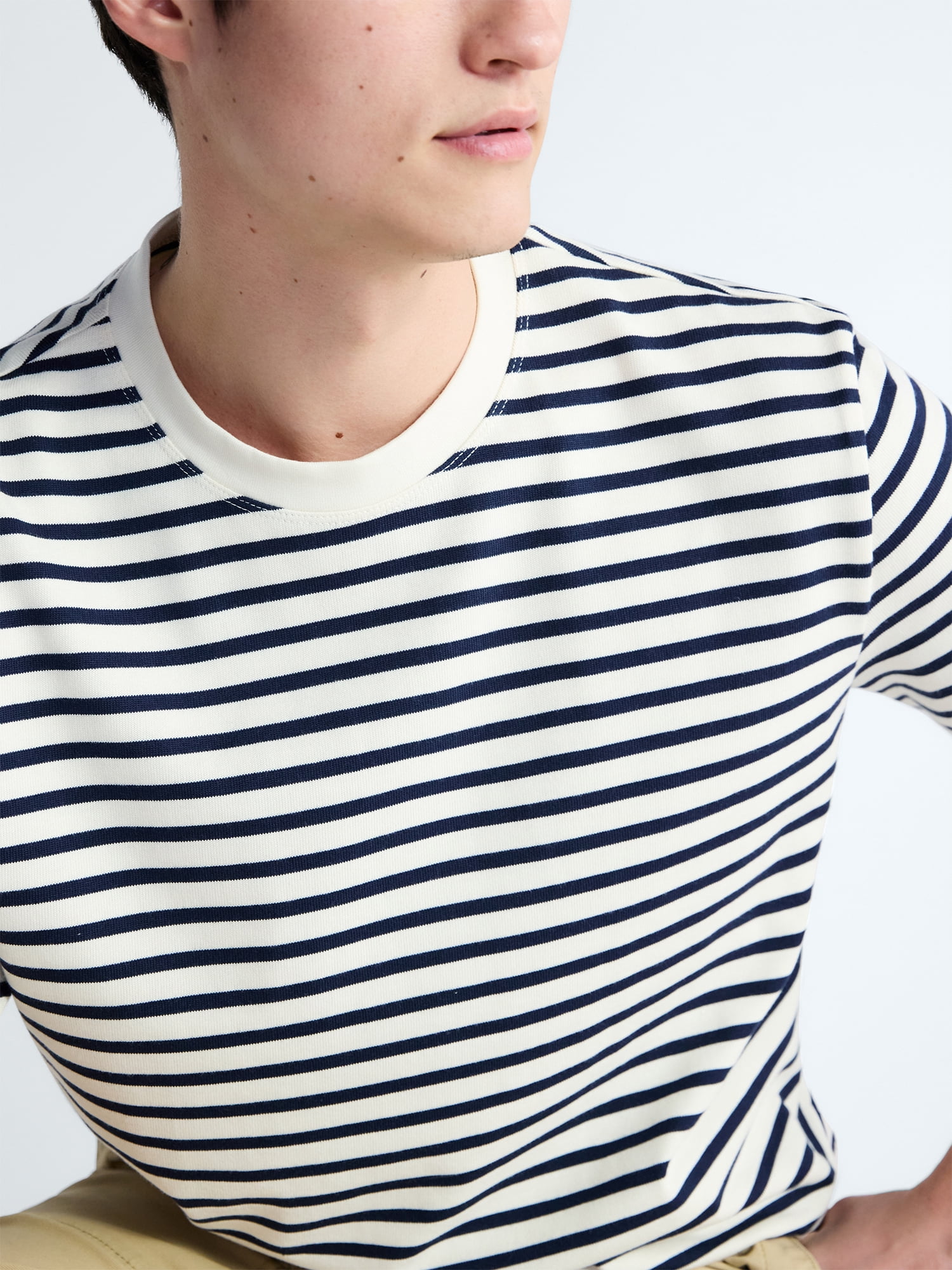 Free Assembly Striped Relaxed Heavyweight Tee with Short Sleeves, Sizes XS-3XL