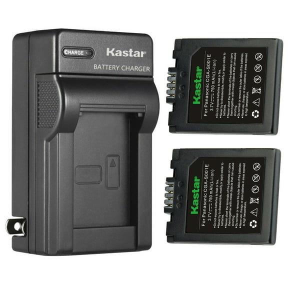 Kastar 2-Pack Battery and AC Wall Charger Replacement for Panasonic CGA-S001 DMC-FX1GC-A, DMC-FX1GC-D, DMC-FX1GC-G, DMC-FX1GC-R, DMC-FX1GC-S , DMC-FX5, DMC-FX5BS, DMC-FX5EG, DMC-FX5EG-A, DMC-FX5EG-S