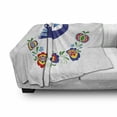 thumbnail image 2 of Folkloric Soft Flannel Fleece Throw Blanket, Ukrainian Culture Inspired Floral Motif with Peacock and Abstract Flowers, Cozy Plush for Indoor and Outdoor Use, 50" x 60", Multicolor, by Ambesonne, 2 of 5