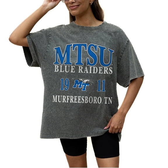Women's Gameday Couture Grey MTSU Blue Raiders Oversized Snow Wash T-Shirt