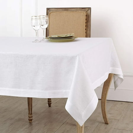 

Linen Tablecloth Natural \u2013 100% Pure Linen 54 x 72 Inch Tablecloth for Spring Summer Wedding Indoor Outdoor \u2013 Fete Handcrafted and Machine Washable Table Cover