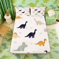 thumbnail image 5 of Manfei Lovely Dinosaur Animals King Sheets,Kawaii Wildlife Bedding,Cream,4-Piece,1 Flat Sheet,1 Fitted Sheet and 2 Pillowcases, 5 of 6