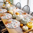 thumbnail image 3 of Fall Round Placemats Set of 4 Fall In Love Place Mats Thanksgiving Woven Placemat Pumpkin Wood Grain Circle Braided Table Mat for Kitchen Dining Table Autumn Party Home Decor 15 Inch, 3 of 9