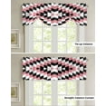 thumbnail image 4 of Tie Up Valance Curtain for Kitchen,Retro Aztec Black Pink Geometric Rod Pocket Short Curtains Adjustable Tie-Up Shade Valances,Abstract Checkered Window Treatment for Bathroom Living Room Bedroom, 4 of 8