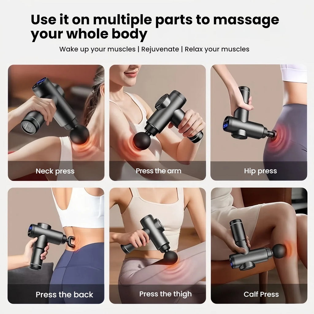 High Power Portable Massage Gun for Muscle Relaxation 8 Interchangeable Heads 99 Speed Settings Body Massager with Storage Bag