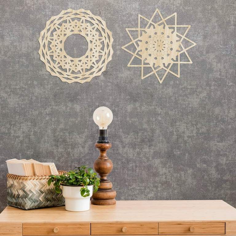 Mandala Wooden Wall Art Set of 2 Starry Look Triangles Bohemian