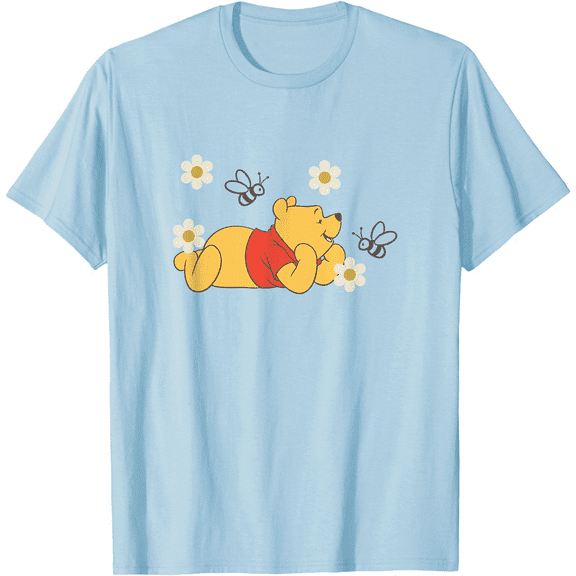 Winnie The Pooh In Nature With Bees Floral Portrait Unisex Softstyle T-Shirt for Men Women Kids